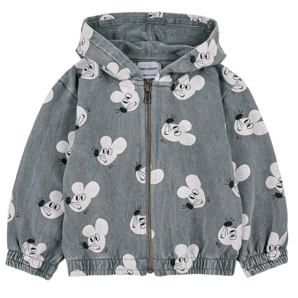 Bobo Choses Mouse all over baby hoodie grey 223AB042 