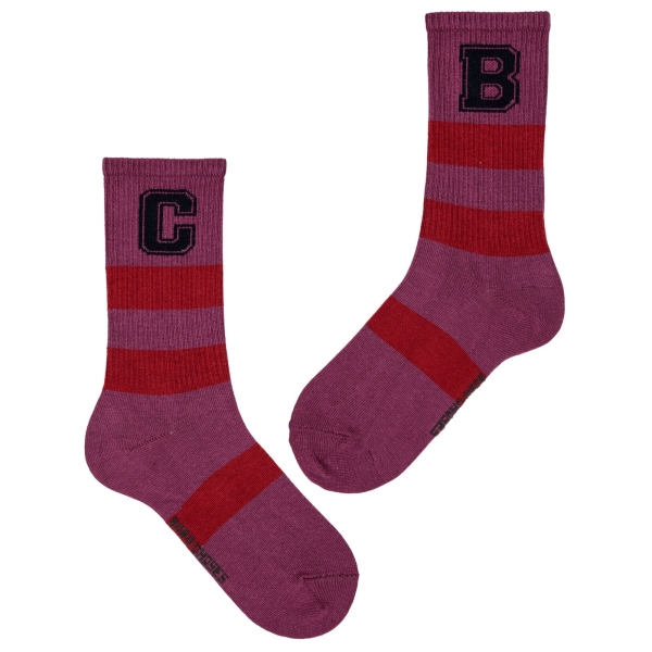 Bobo Choses BC Striped long socks purple 223AI032 