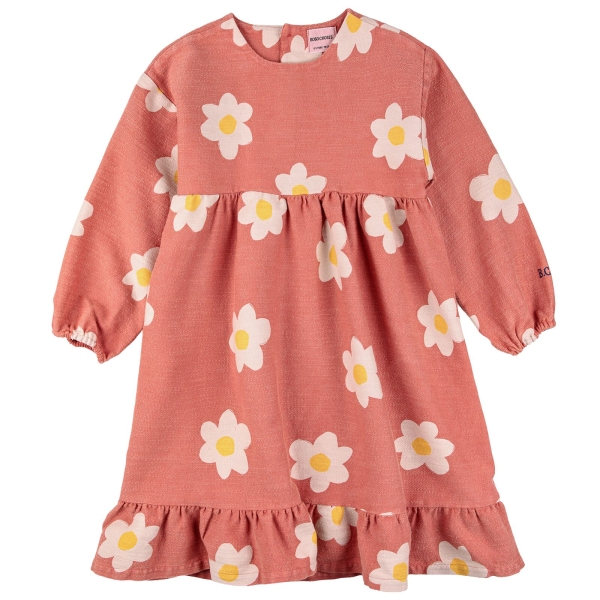 Bobo Choses Big flower all over woven dress pink 223AC106 