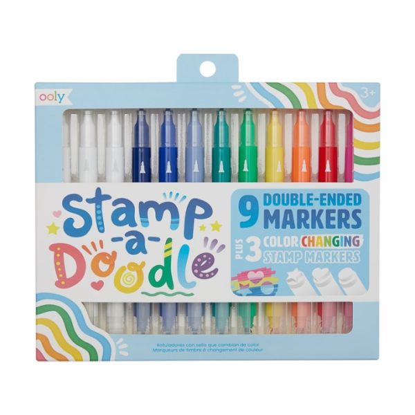 OOLY Flamastry zmieniające kolor ze stempelkami Stamp-a-Doodle