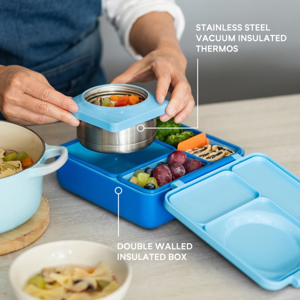 Lunch box set PASCAL READY, with travel cutlery set, light blue, Koziol 