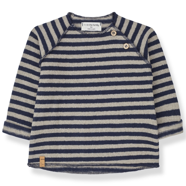 1 + in the family Alex sweatshirt navy taupe AW23-ALEX-NAVYTAUPE 