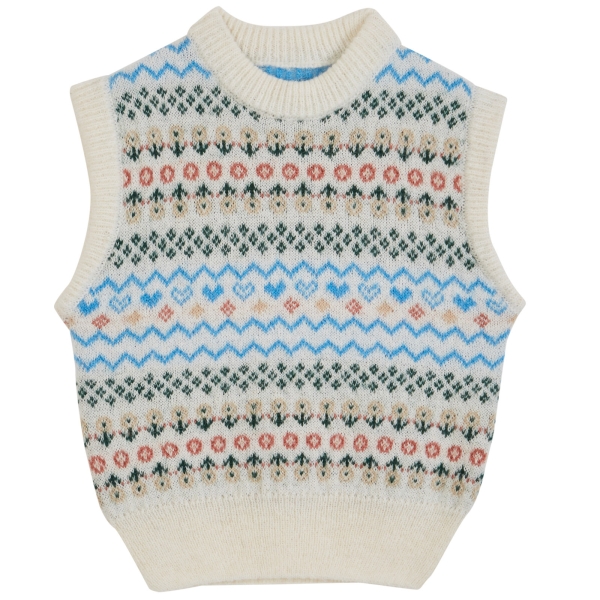 Emile et Ida San manches jacquard sweater ecru Y213 