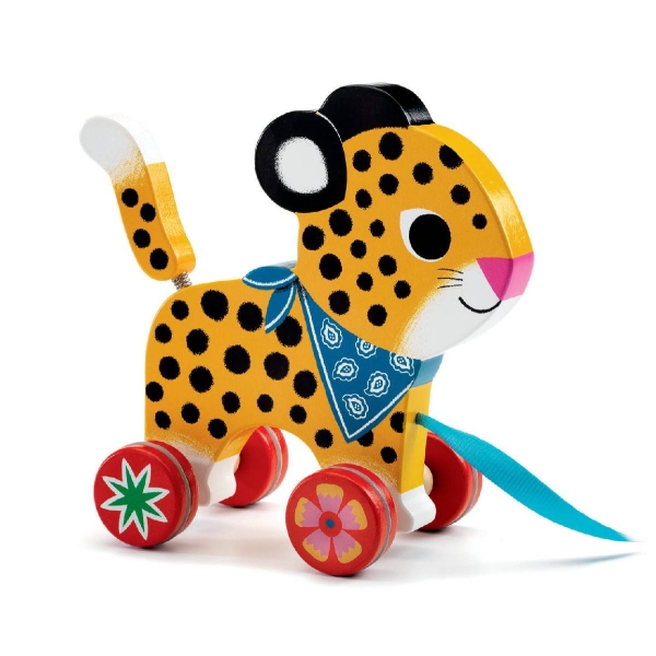 Djeco Wooden pulling toy Leopard DJ06220 
