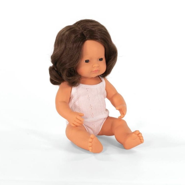 Miniland Lalka dziewczynka Europejka z brązowymi włosami 38cm