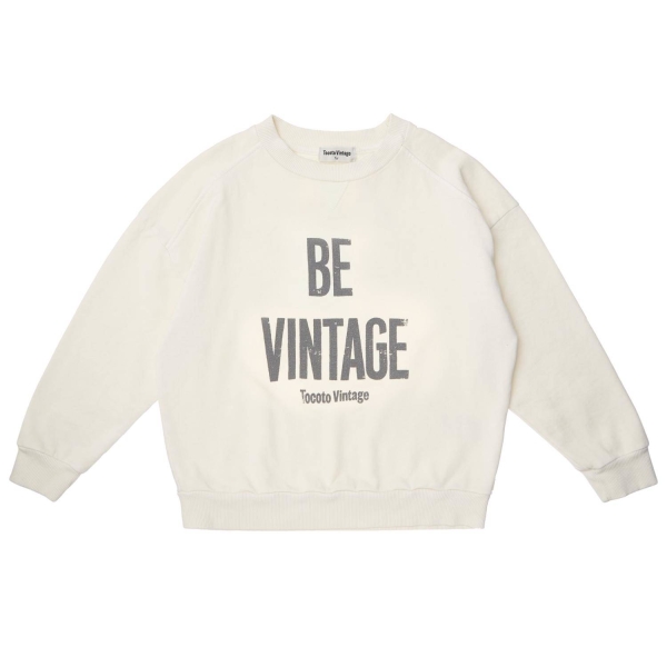 Tocoto Vintage Kid sweatshirt "Be Vintage" off white W52323-K 