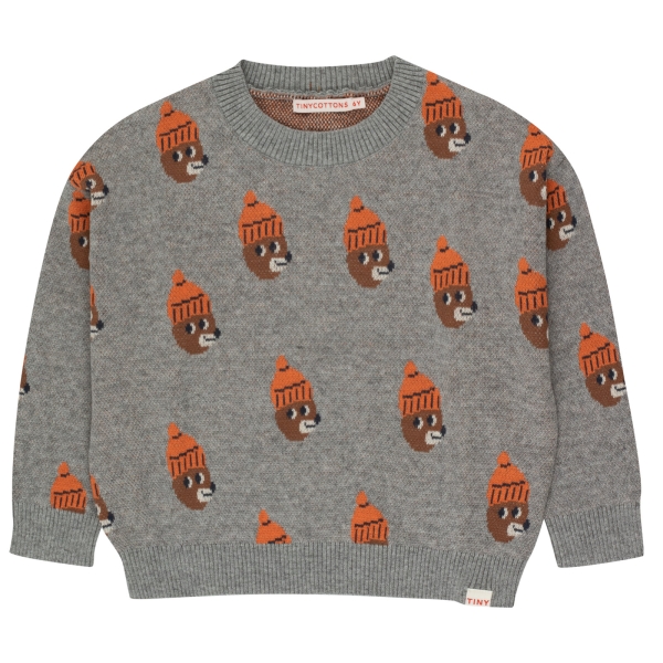 Tiny Cottons Bears sweater medium grey melange AW23-347-M54 