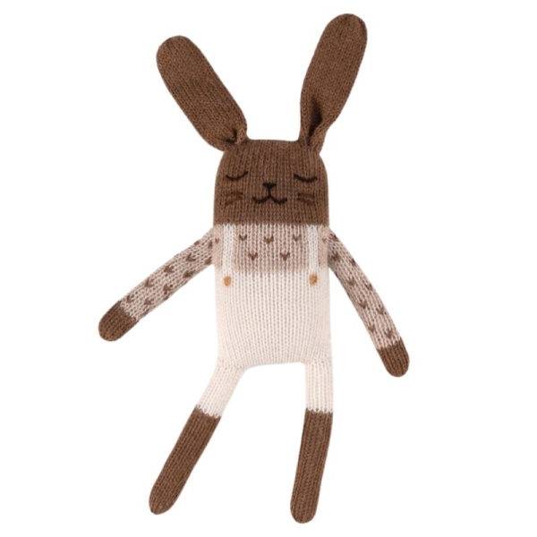 Main Sauvage Bunny knit toy with ecru overalls 3760281701481 
