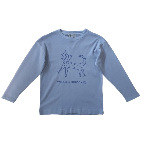 Weekend House Kids Cat t-shirt pastel blue 263 