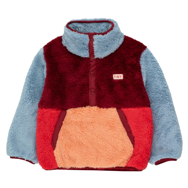 Tiny Cottons Color block polar sherpa jacket deep red/milky