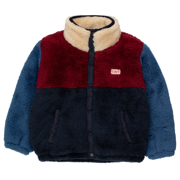 Tiny Cottons Color block polar sherpa jacket navy/deep red AW23-229-M43 