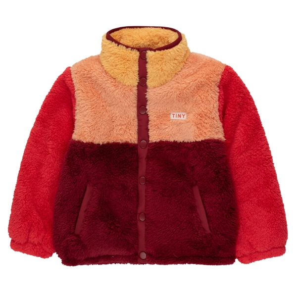 Tiny Cottons Color block polar sherpa jacket deep red/peach