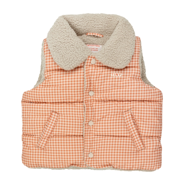 Tiny Cottons Vichy padded vest light rust/light cream AW23-248-M37 