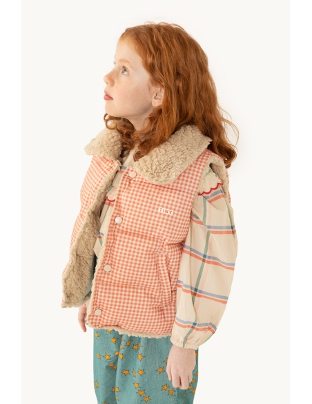 VICHY SHORT PADDED JACKET - LIGHT RUST/LIGHT CREAM – tinynation