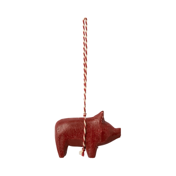 Maileg Dekoracja bożonarodzeniowa drewniana Pig red 14-3593-00