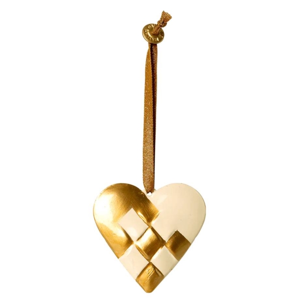 Maileg Christmas decoration ornament Braided heart gold 14-1514-01 