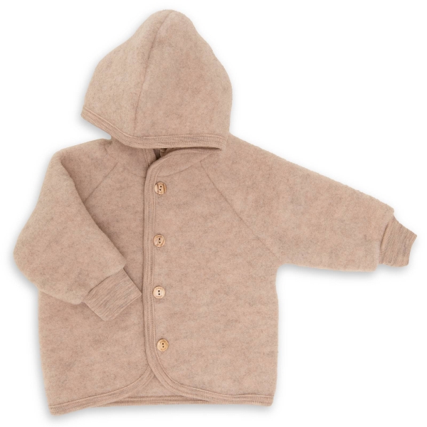 ENGEL Natur Hooded jacket with wooden buttons sand melange 575520-087E 